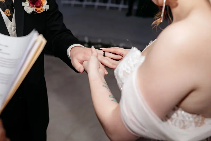 Ceremony at a glass-walled venue, photo 13