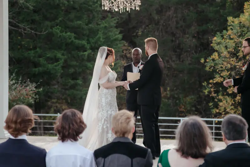 Ceremony at a glass-walled venue, photo 43